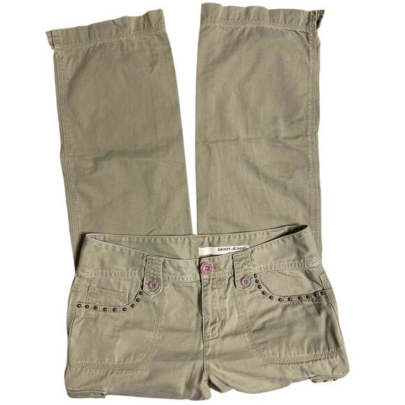 DKNY Jeans Army Green Studded Cargo Pants size 6 - Picture 1 of 10